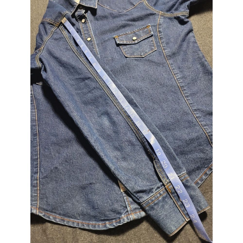 Levi's Western Pearl Snap Button Up Shirt‎ Womens Large L Dark Wash Denim - Picture 15 of 16